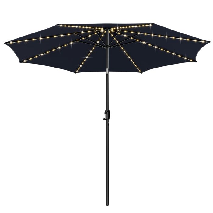Giantex 10 ft Patio Umbrella with 112 Solar Lights, Outdoor Table Market Umbrellas with 8 Ribs - Navy - Image 1