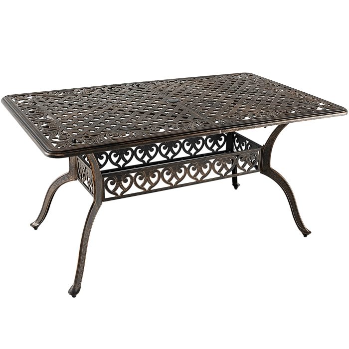 Giantex Patio Dining Table, Cast Aluminum Outdoor Table for 6 or 8 Persons, Heavy-Duty Structure - Image 1