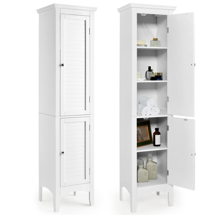 Giantex Bathroom Tall Storage Cabinet - White 2 - Image 1