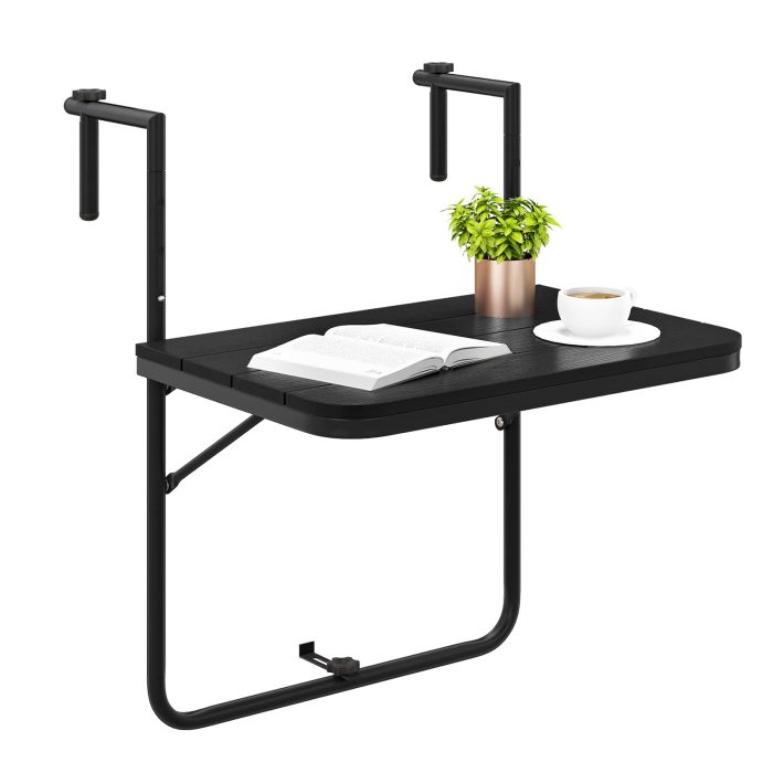 Giantex Outdoor Folding Hanging Table - Balcony Railing Table w/ 3-Level Height - Image 1