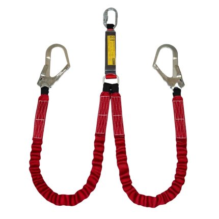 BIGBEN® Twin Tailed Elasticated Fall Arrest Lanyard with 2x Steel Scaff Hooks - 1.5m