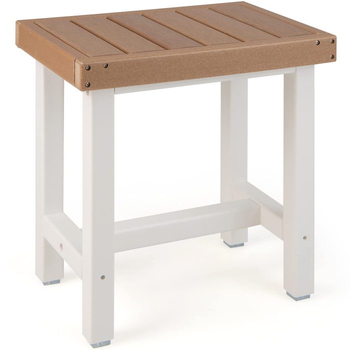 Giantex Shower Bench Waterproof HDPE - Shower Stool, Plastic Spa Bath Step Foot Rest for Bathroom - Image 1