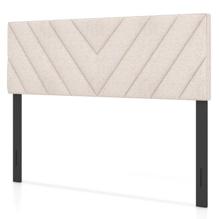 Giantex Linen Upholstered Headboard, Adjustable Width Button Tufted Headboard - Diagonal Channel Tufting Beige