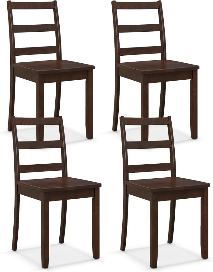Giantex Wood Dining Chairs Set of 2/4 - Wooden Armless Kitchen Chairs with Solid Rubber Wood Legs - Image 1