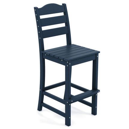 Giantex Patio Tall Bar Chair with Backrest and Footrest - 1 Navy