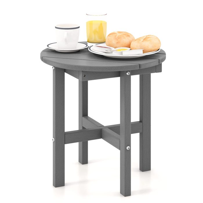 Giantex Small Outdoor Side Table - Weather-Resistant HDPE Adirondack Round End Table - Image 1