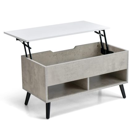 Giantex Lift Top Coffee Table, Modern Cocktail Table w/Hidden Compartment & 2 Open Shelves - Grey