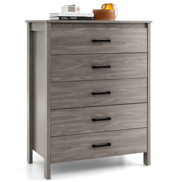 Giantex 5-Drawer Chest Dresser for Bedroom - 41.5" Multipurpose Storage Clothes Organizer - Image 1