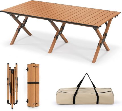 Giantex Folding Camping Table, Roll-Up Folding Table w/Carry Bag - Large