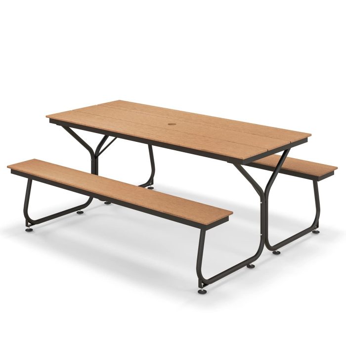 Giantex 6 FT Outdoor Picnic Table Bench Set for 6-8 People - Brown - Image 1