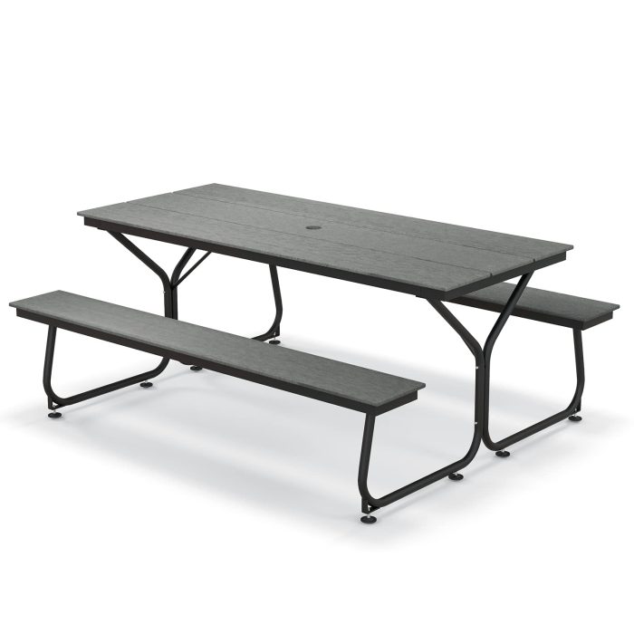 Giantex 6 FT Outdoor Picnic Table Bench Set for 6-8 People - Grey - Image 1