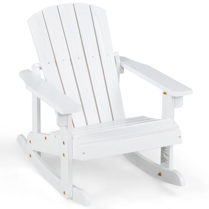 Giantex Wooden Adirondack Rocking Chair - Kids Outdoor Adirondack Rocker with Slatted seat, Smooth Rocking Feet - Image 1