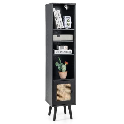 Giantex 54" Tall 4-Tier Bookcase with Door - Black