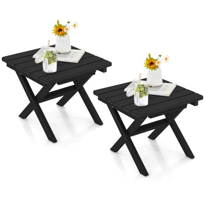 Giantex Outdoor Folding Side Table - Foldable Weather-Resistant HDPE Adirondack Table - Image 1