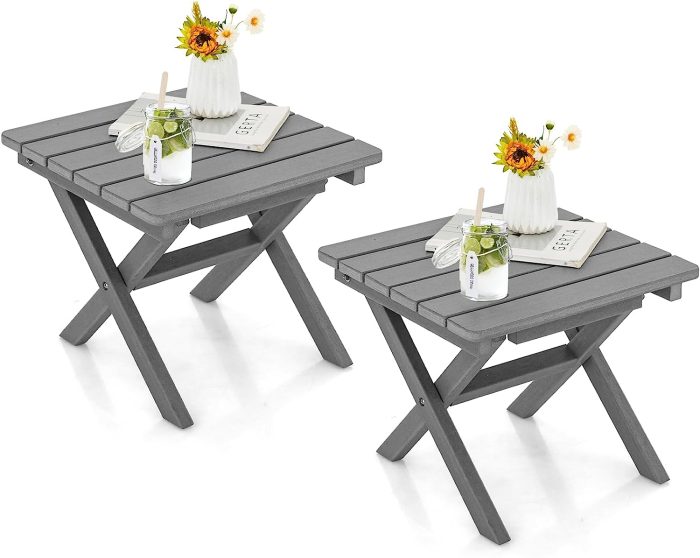 Giantex Outdoor Folding Side Table - Foldable Weather-Resistant HDPE Adirondack Table - Image 1