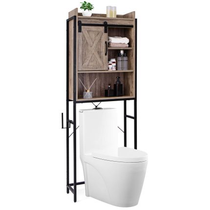 Giantex Over-The-Toilet Storage Cabinet, Freestanding 4-Tier Bathroom Organizer Rack - Grey