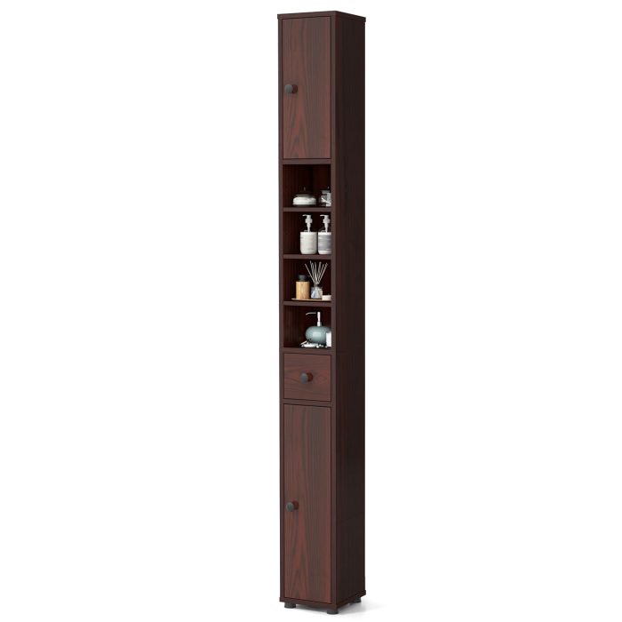 Giantex Slim Bathroom Storage Cabinet - 71" Tall Narrow Floor Cabinet Cupboard with 2 Doors, 5 Adjustable Shelves, 1 Drawer - Image 1