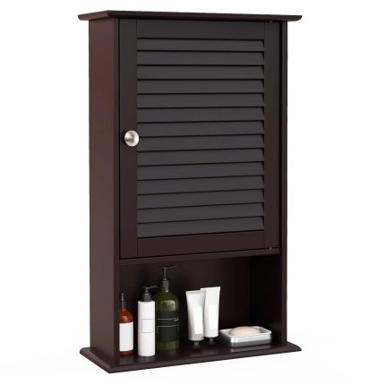 Giantex Bathroom Wall Mount Cabinet - Over The Toilet Storage Organizer with Single Door and Adjustable Shel