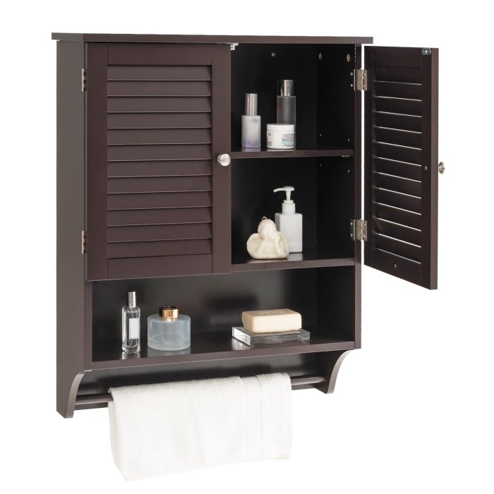 Giantex Bathroom Cabinet Wall Mounted - Hanging Medicine Cabinet with 2 Louvered Doors - Image 1