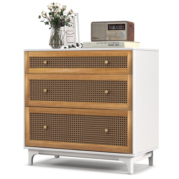 Giantex 3-Drawer Dresser Chest for Bedroom - Storage Chest of Drawers with Anti-toppling Device - Image 1