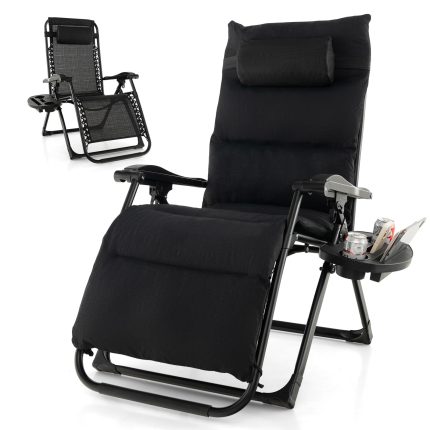 Giantex Zero Gravity Chair with Patio Cushions, Adjustable Folding Reclining Lounge Chair - Black 1