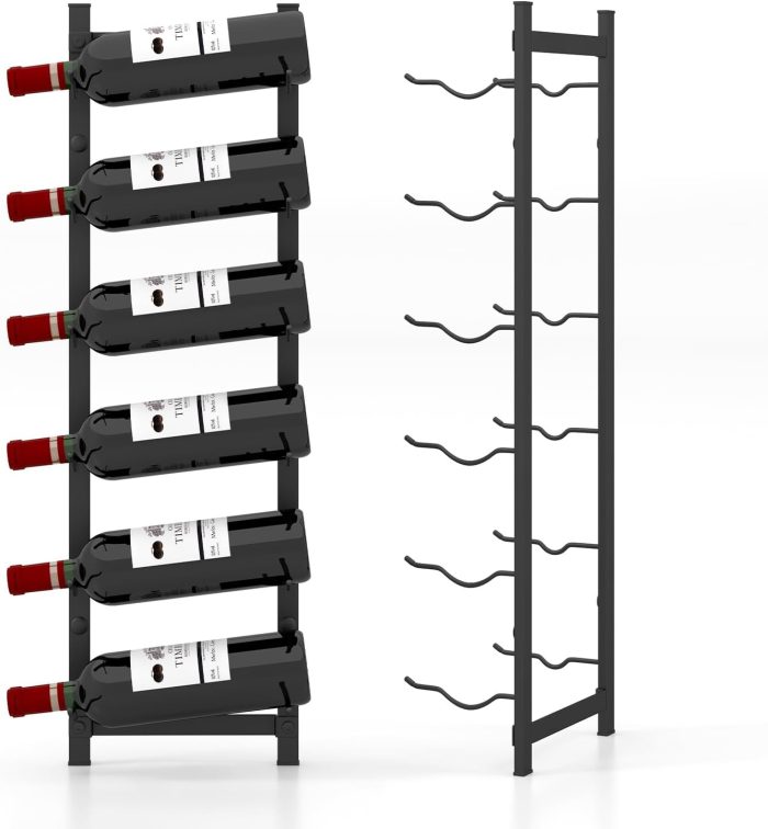Giantex Wall Mounted Wine Rack for 9-Bottles, Metal Wall Wine Racks Organizer - Small-6 Bottles - Image 1