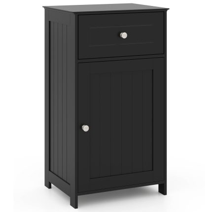 Giantex Floor Bathroom Storage Cabinet Freestanding Cabinet with Drawer - Black