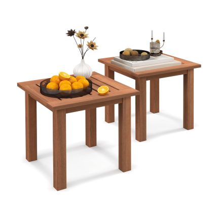 Giantex Hardwood Outdoor Side Table - 2