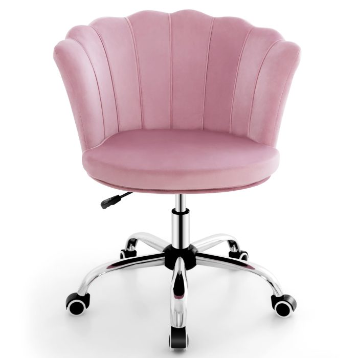 Giantex Velvet Office Desk Chair Pink - Image 1