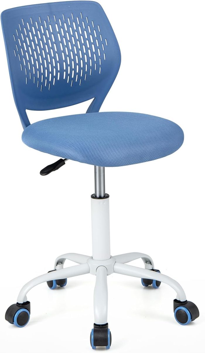 Giantex Kids Desk Chair, Children Armless Study Chair with Adjustable Height, for Girls Boys Teens - Blue - Image 1