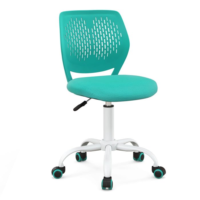 Giantex Kids Desk Chair, Children Armless Study Chair with Adjustable Height, for Girls Boys Teens - Turquoise - Image 1