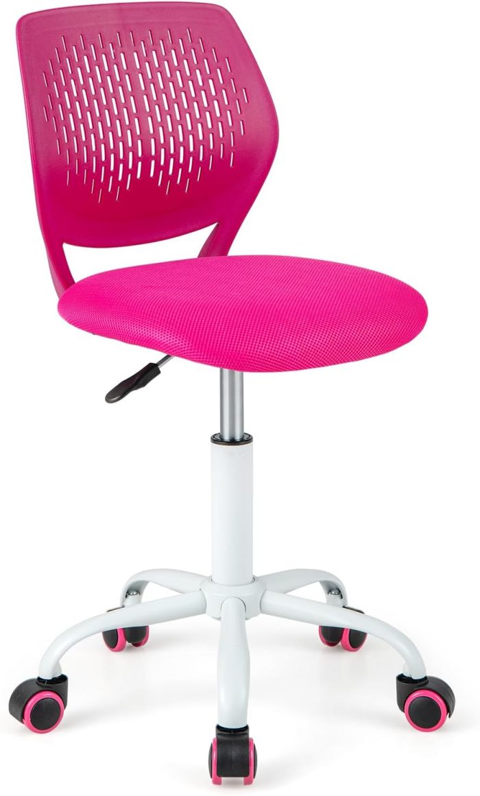 Giantex Kids Desk Chair, Children Armless Study Chair with Adjustable Height, for Girls Boys Teens - Rose - Image 1