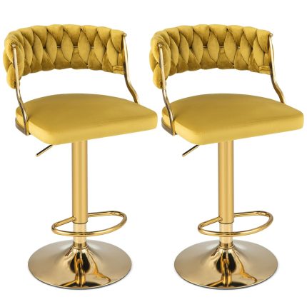 Giantex Swivel Adjustable Height Bar Stools Set of 2 - Yellow 2