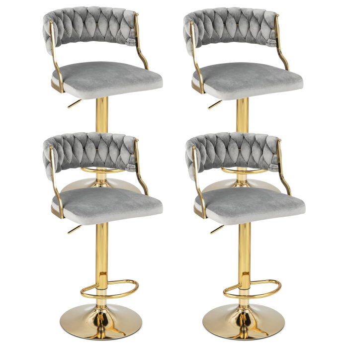 Giantex Swivel Adjustable Height Bar Stools Set of 2 - Grey 4 - Image 1