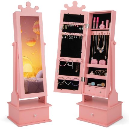 CHARMAID Jewelry Armoire Cabinet for Kids - Kids - 44.5"H Pink