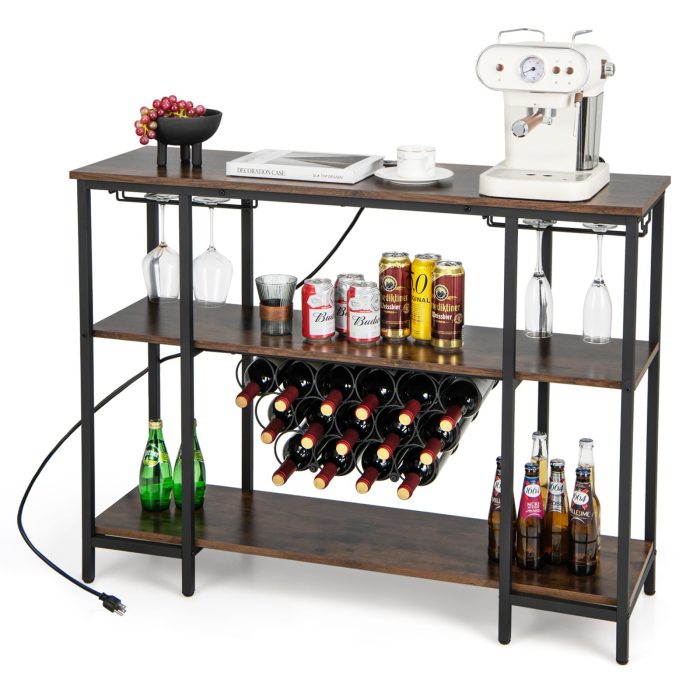 Giantex Wine Rack Freestanding Floor - Rustic Brown - Image 1