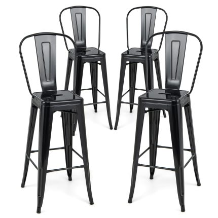 Giantex Metal Bar Stools Set of 4 - Black