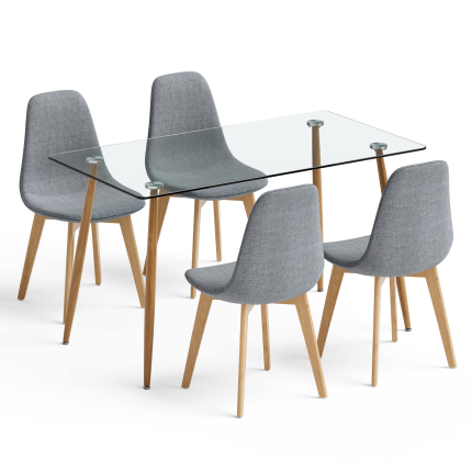Giantex 5-Piece Dining Table Set - Grey