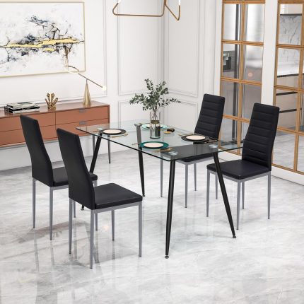 Giantex 5-Piece Dining Table Set - Black