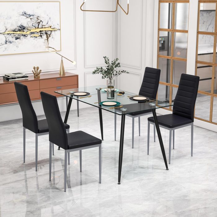 Giantex 5-Piece Dining Table Set - Black - Image 1