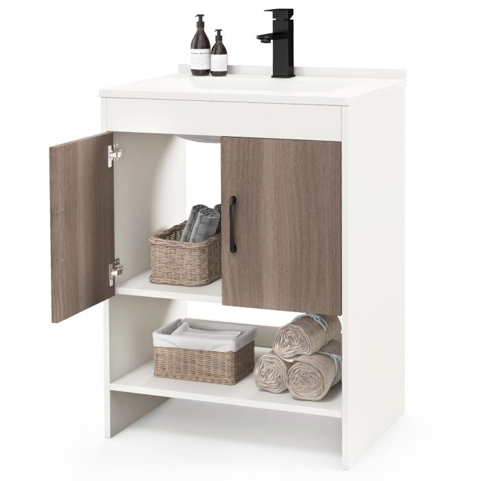 Giantex Bathroom Vanities with Vessel Sink - Bathroom Sink Cabinet with Doors - Image 1