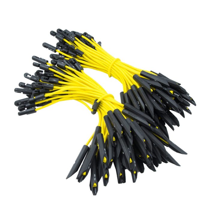 BIGBEN® Bungee Toggle Ties - 100 Pack in Yellow & Black - Image 1