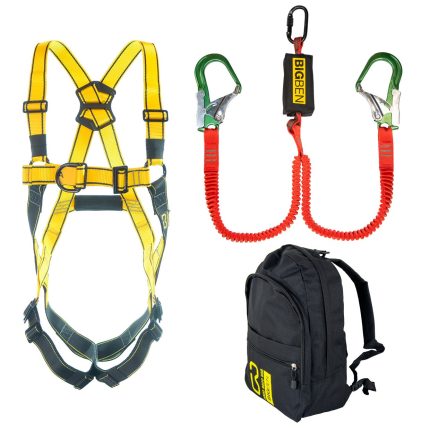 BIGBEN® BIGGUY Backpack Harness Kit with Twin Elasticated Lanyard with 2x Alloy Scaffold Hooks - 10