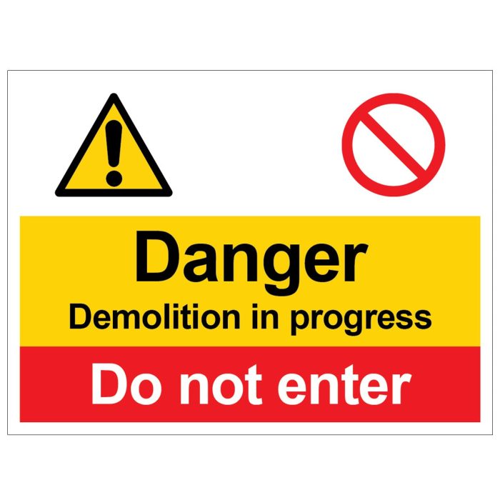 'Danger Demolition in Progress - Do not enter' Safety Sign (400 x 300mm) - Image 1