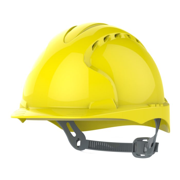 EVO2 Vented Helmet Standard Peak with Slip Ratchet Adjuster - Yellow 10 - Image 1