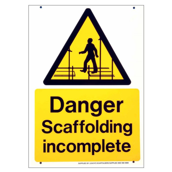 'Danger Scaffolding Incomplete' Safety Sign (300 x 420mm) - 20 - Image 1