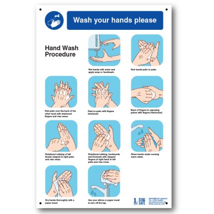 'Hand Wash Procedure' Safety Sign (300 x 400mm) - 10