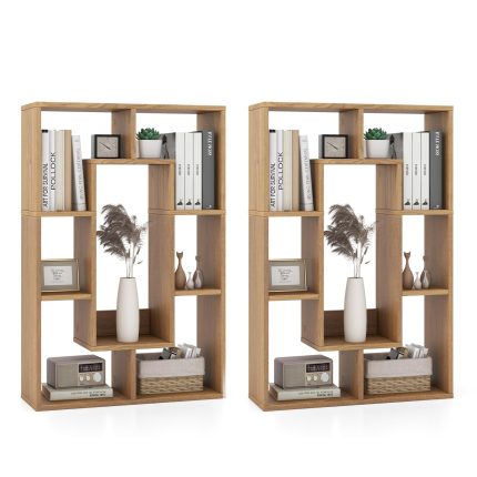 Giantex 7-Cube Bookcase White, Modern Freestanding Wooden Rectangular Bookshelf with Anti-Tipping Kits - Natural 2
