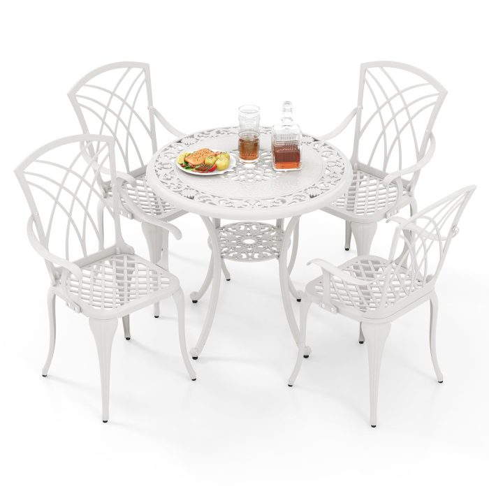 Giantex 5 Piece Patio Dining Set, All Weather Resistant Cast Aluminum Patio Furniture Set for 4 - Image 1