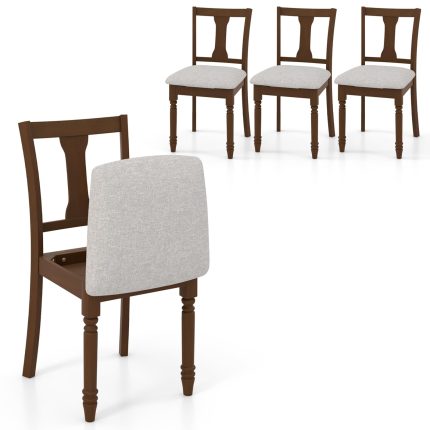 Giantex Wood Dining Chairs Set Farmhouse Dining Room Chair with Cushion Seat, Armless Wooden Dining Side Chairs - 2 Walnut
